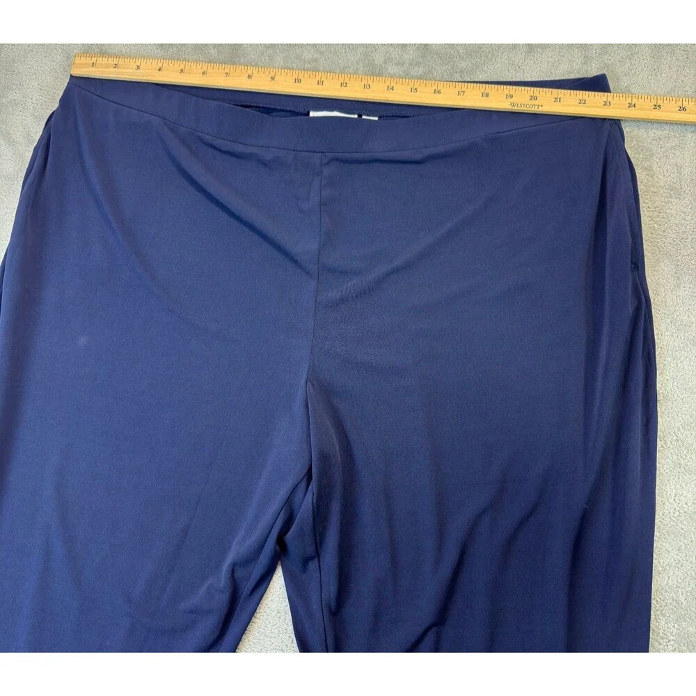 Susan Graver Pants Womens 3X Navy Modern Essentials Liquid Knit Crop Pull On